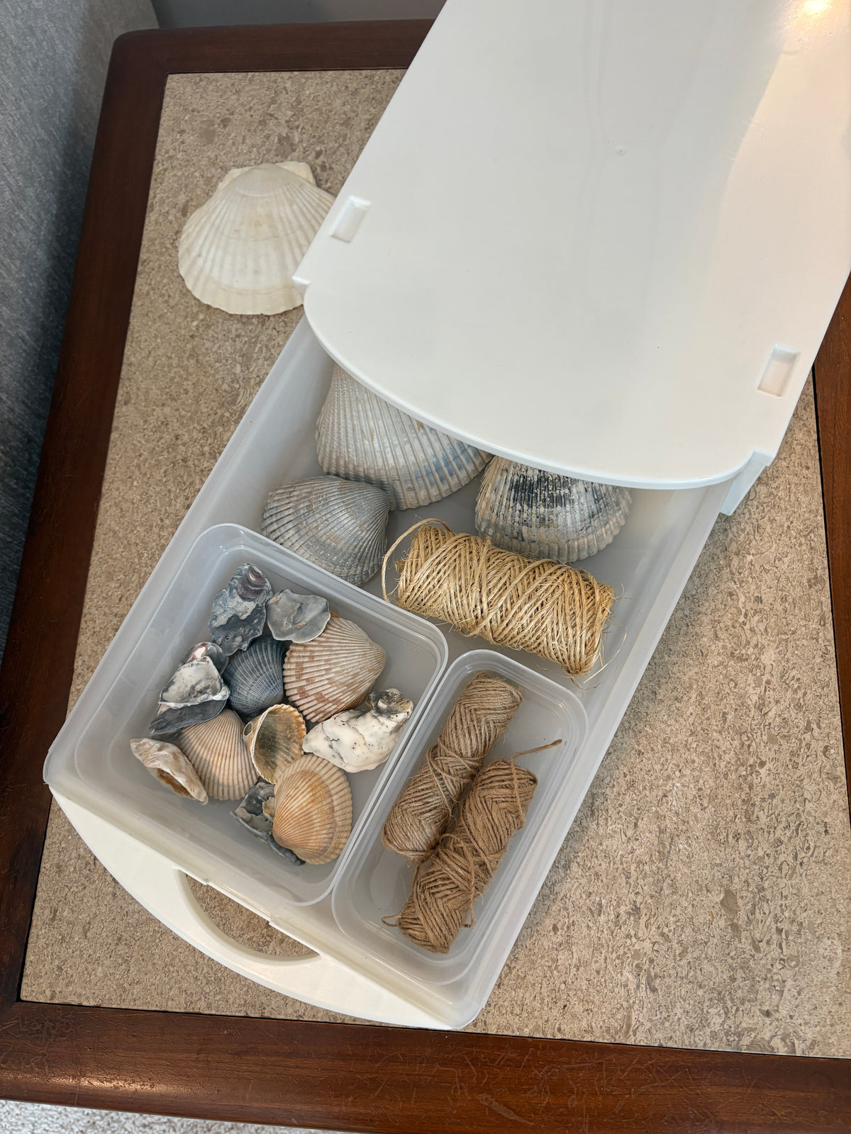 TrayWorks slide-out tray for office supplies, crafts, and small hardware storage in removable customizable slim-lined bins