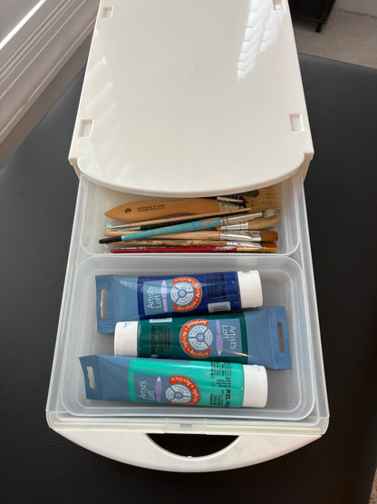 TrayWorks single rack slide-out storage organizing art supplies, paint, brushes
